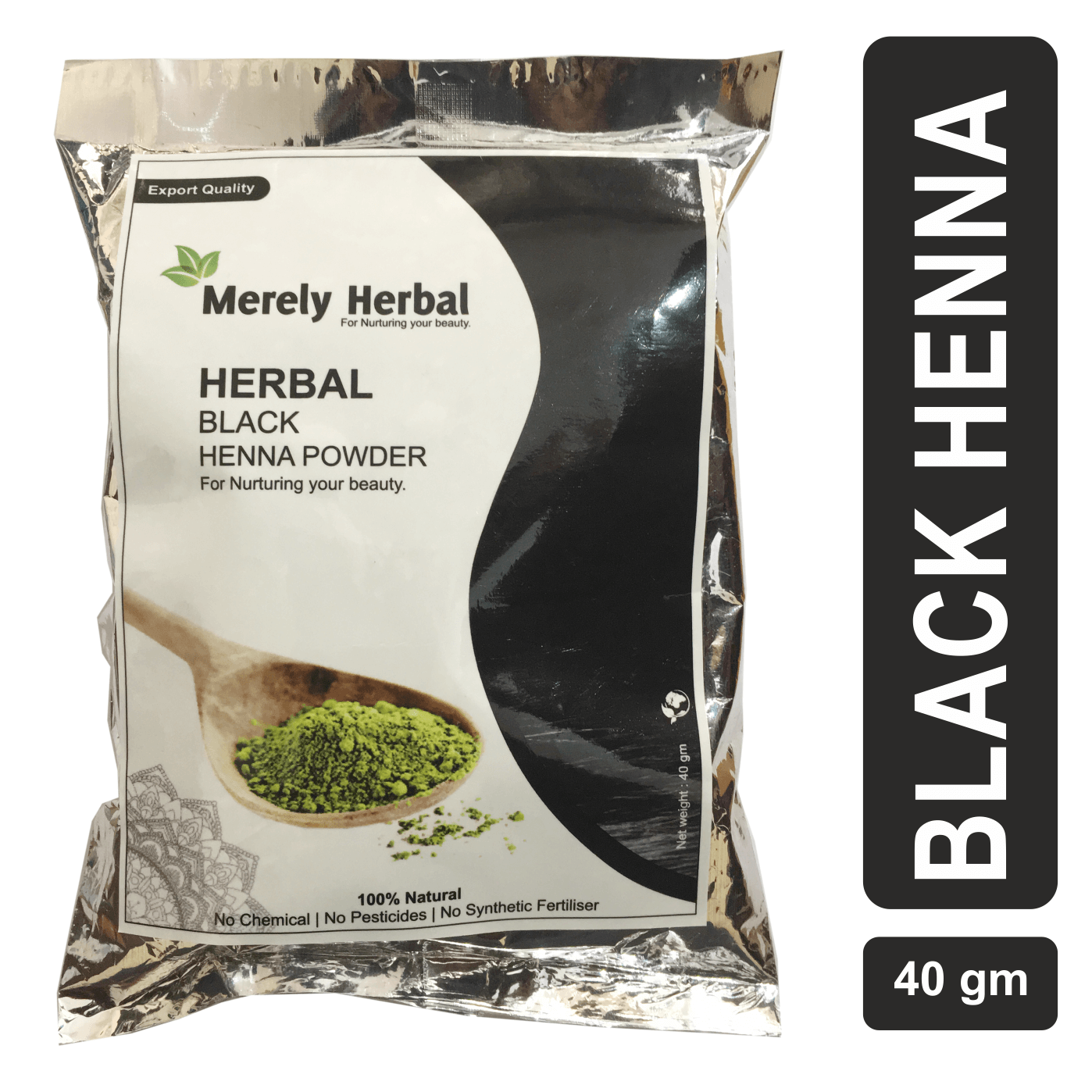 Merely Herbal Black henna powder for Natural Black Hair 40 gm Merely Herbal Black henna powder for Natural Black Hair 40 gm